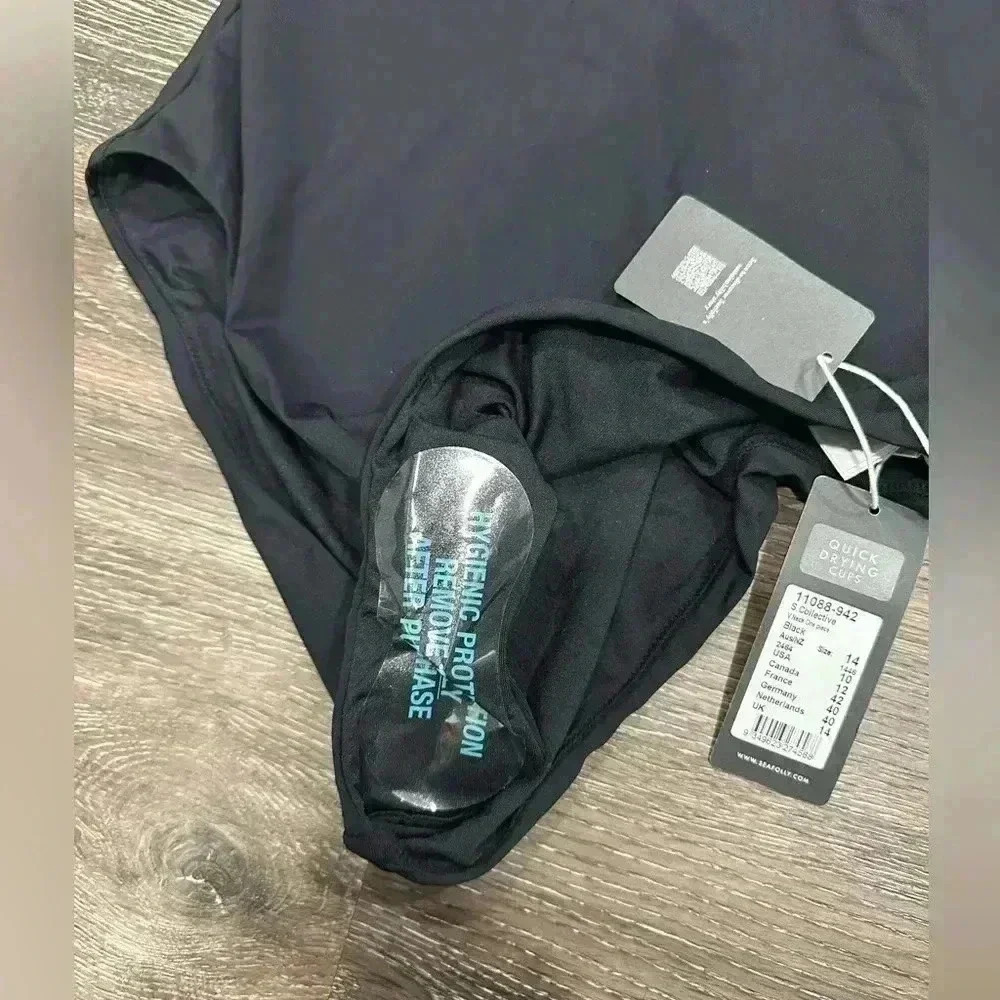 Seafolly Collective Women Black V Neck One Piece Size US 10 Simple Sexy NWT - Picture 6 of 6